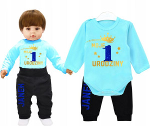 Komplet urodziny Moje 1 Urodziny Brokat Imię r.86