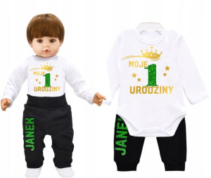 Komplet urodziny Moje 1 Urodziny Brokat Imię r.92