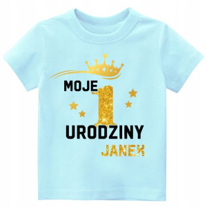 Koszulka URODZINY Moje 1Urodziny Brokat IMIĘ r.86