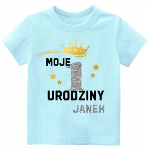 Koszulka URODZINY Moje 1Urodziny Brokat IMIĘ r.86