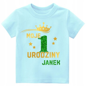 Koszulka URODZINY Moje 1Urodziny Brokat IMIĘ r.98