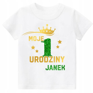 Koszulka URODZINY Moje 1Urodziny Brokat IMIĘ r. 92