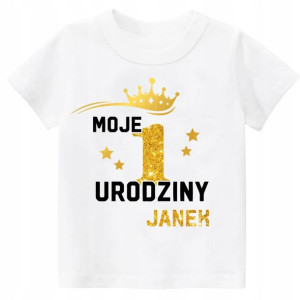 Koszulka URODZINY Moje 1Urodziny Brokat IMIĘ r. 98