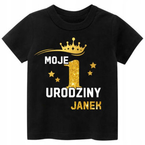 Koszulka URODZINY Moje 1Urodziny Brokat IMIĘ r. 86