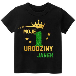 Koszulka URODZINY Moje 1Urodziny Brokat IMIĘ r. 98