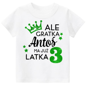Koszulka URODZINY Ale gratka ma 3 latka IMIĘ r.110
