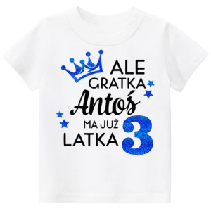 Koszulka URODZINY Ale gratka ma 3 latka IMIĘ r.98