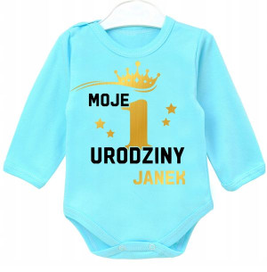 Body dł rękaw MOJE 1 URODZINY IMIĘ r.92