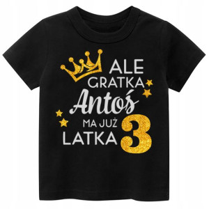 Koszulka URODZINY Ale gratka ma 3 latka IMIĘ r.98
