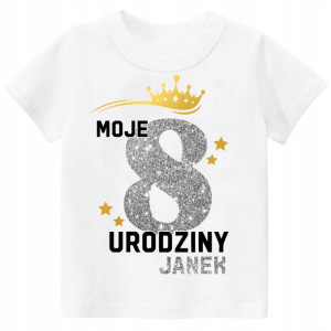 Koszulka URODZINY Moje 8 Urodziny BROKAT Imię 140