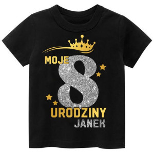 Koszulka URODZINY Moje 8 Urodziny BROKAT Imię 140