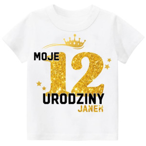 Koszulka URODZINY Moje 12 Urodziny BROKAT Imię 152