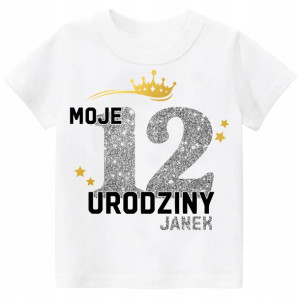 Koszulka URODZINY Moje 12 Urodziny BROKAT Imię 164