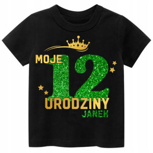 Koszulka URODZINY Moje 12 Urodziny BROKAT Imię 152