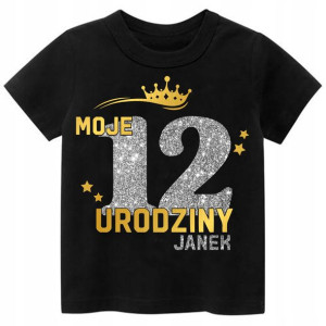 Koszulka URODZINY Moje 12 Urodziny BROKAT Imię 152