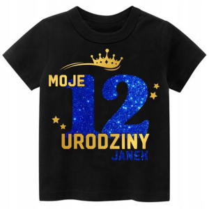 Koszulka URODZINY Moje 12 Urodziny BROKAT Imię 152
