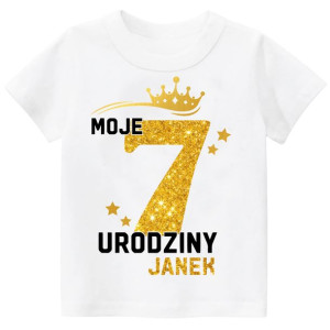 Koszulka URODZINY Moje 7 Urodziny BROKAT Imię 134