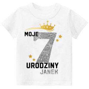 Koszulka URODZINY Moje 7 Urodziny BROKAT Imię 128