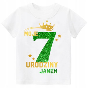 Koszulka URODZINY Moje 7 Urodziny BROKAT Imię 128
