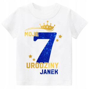 Koszulka URODZINY Moje 7 Urodziny BROKAT Imię 140