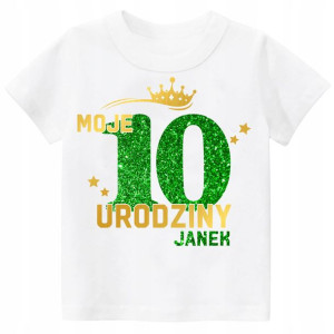 Koszulka URODZINY Moje 10 Urodziny BROKAT Imię 152