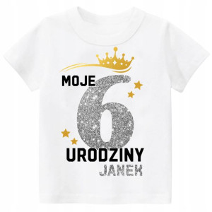 Koszulka URODZINY Moje 6 Urodziny BROKAT Imię 128
