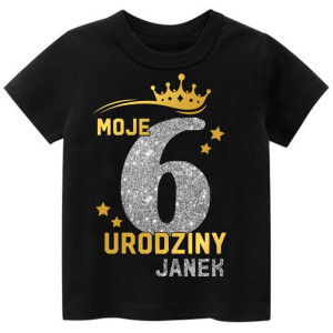 Koszulka URODZINY Moje 6 Urodziny BROKAT Imię 122