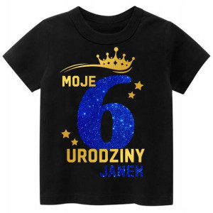 Koszulka URODZINY Moje 6 Urodziny BROKAT Imię 116