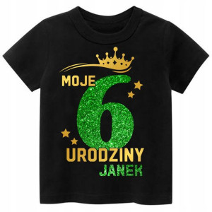 Koszulka URODZINY Moje 6 Urodziny BROKAT Imię 128