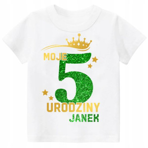 Koszulka URODZINY Moje 5 Urodziny BROKAT Imię 116