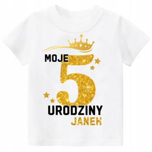 Koszulka URODZINY Moje 5 Urodziny BROKAT Imię 134