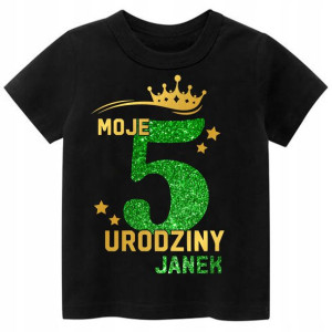 Koszulka URODZINY Moje 5 Urodziny BROKAT Imię 128