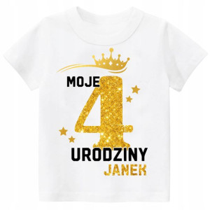 Koszulka URODZINY Moje 4 Urodziny BROKAT Imię 122