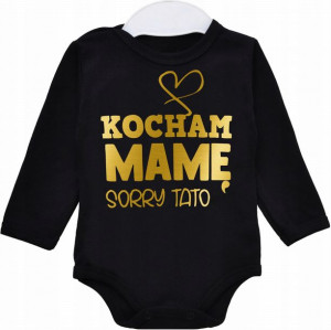 Body niemowlęce napis Kocham Mamę sorry Tato r.80