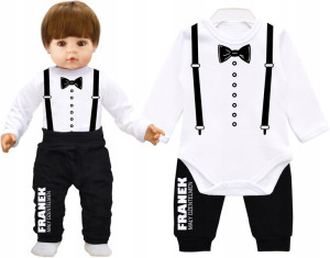 Komplet body spodnie Mały Dżentelmen IMIĘ r. 68