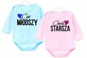 Zestaw body dł. rękaw dla bliźniaków PREZENT r.80