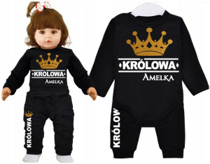Komplet dziecięcy body spodnie KRÓLOWA IMIĘ r. 92