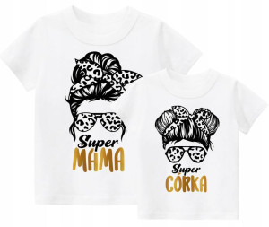 Zestaw koszulek t-shirt Super Mama Super Córka 122