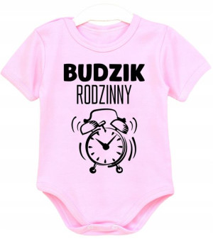 Body niemowlęce z nadrukiem Budzik rodzinny r. 74