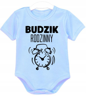Body niemowlęce z nadrukiem Budzik rodzinny r. 80