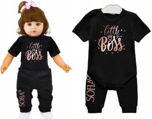 Komplet body spodnie LITTLE BOSS Imię dziecka r 62