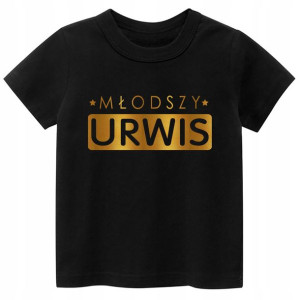 T-shirt, koszulka napisy Młodszy urwis r. 128