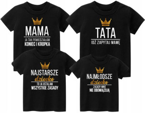 Zestaw 4 koszulek dla rodziny Mama Tata Syn Córka