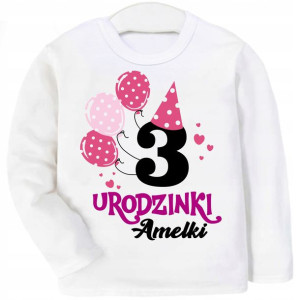 Bluzka koszulka 3 URODZINY balony IMIĘ r 110
