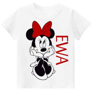 Koszulka Myszka Minnie imię dziecka PREZENT r. 128