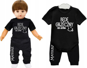 Komplet body spodnie Będę grzeczny Imię r. 92