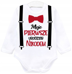 Body dł rękaw PIERWSZE URODZINY rok IMIĘ r. 92