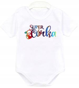 Body z nadrukiem kr rękaw Super Córka r. 92