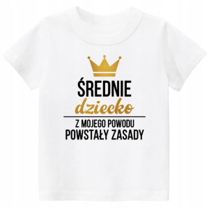 T-shirt, koszulka napisy Średnie dziecko r. 128
