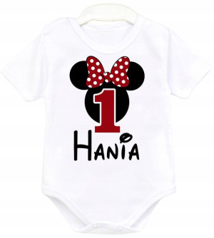 Body kr rękaw Rok URODZINY Myszka Minnie IMIĘ r 80